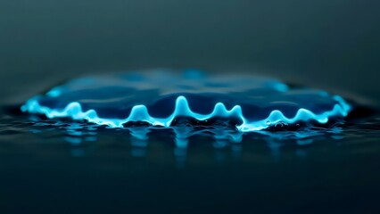 Abstract artwork featuring cyan bioluminescent waves in dark water macro close‑up for surreal liquid light inspiration