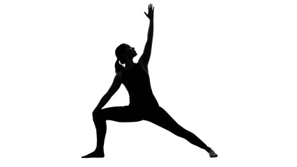 Woman in Warrior I Yoga Pose Silhouette warrior II pose virabhadrasana II