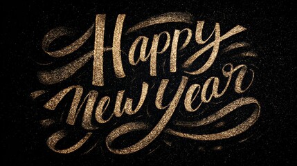 Happy New Year Card 2026 in black and gold