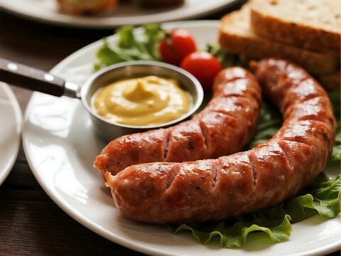 Mici (Mititei) Skinless sausages made from minced meat and spices, often served with mustard and bread.
