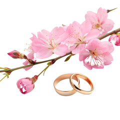 Spring Love's Golden Vow. on transparent background