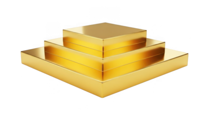 Gold bars stacked isolated on transparent background