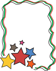 Creative Hand Drawn Colorful Stars Border with Wavy Lines Frame for Playful Party Invitation and Kids Birthday Greeting Card