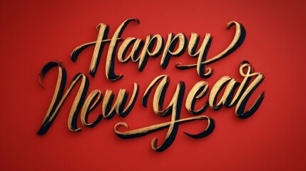 Happy New Year typography text element with festive style