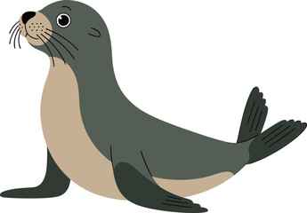 Cute, cartoon seal illustration marine animal character ocean wildlife vector design playful aquatic mammal isolated simple flat style