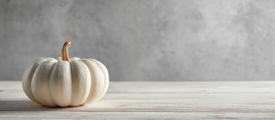 白いカボチャがテーブルの上に置かれている