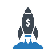 Spaceship launch icon. Rocket launch icon