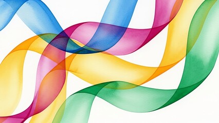 Vibrant multicolored ribbons intertwining in a dynamic abstract pattern