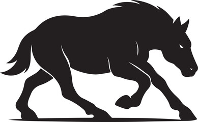 Obraz premium Powerful Running Horse Silhouette Vector Illustration Isolated on White