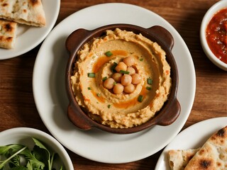 Arabic Cuisine Dishes. Hummus A chickpea puree often served with flatbread.
