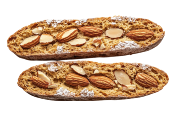 Artisan Italian Almond Biscotti Perfectly Baked Crunchy Sweet Dessert on transparent background