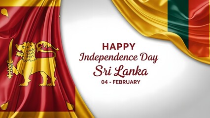 Sri lanka independence day celebration with national flag and emblem
