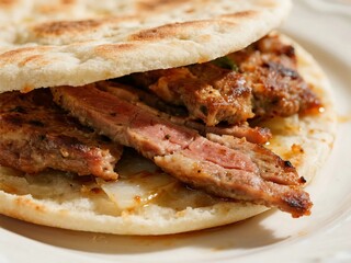 Arabic Cuisine Dishes. Shawarma Slices of marinated meat, typically served in pita bread.