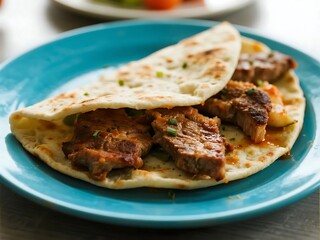 Arabic Cuisine Dishes. Shawarma Slices of marinated meat, typically served in pita bread.