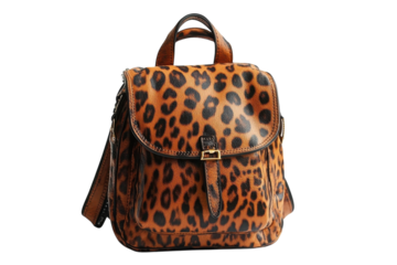 Luxury leopard print backpack chic women s fashion accessory trendy animal on transparent background