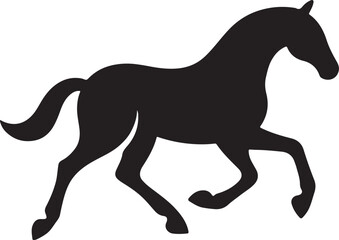 Obraz premium Running horse silhouette vector illustration. Isolated black equine galloping on white background.