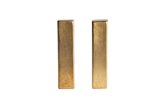 Golden metallic parallel bars a pause icon Roman numeral II Abstract on transparent background
