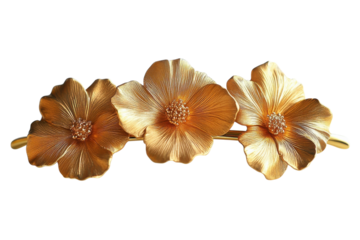 Golden Floral Accessory Elegant Metallic Flowers Jewelry Luxury Vintage on transparent background