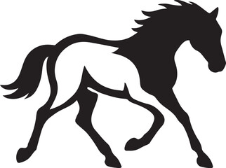Obraz premium Running horse silhouette vector, black white equine logo design illustration