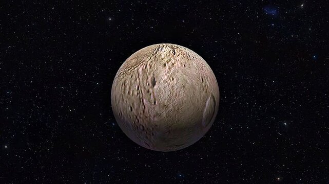 Charon&rsquo;s rotation around Pluto, tidally locked, showing spin, orbit, and synchronous motion.