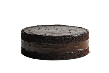 Delicious Dark Chocolate Layer Cake Dessert with Fudge Frosting Isolated on transparent background
