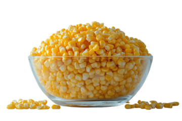 Vibrant golden sweet corn kernels a healthy delicious vegetable food on transparent background