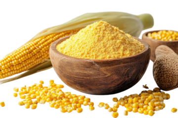 Golden Corn Flour Kernels Cob Wholesome Gluten Free Meal Healthy Cooking on transparent background