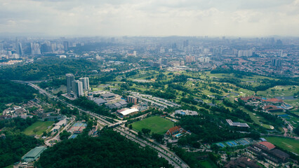 Obraz premium Aerial view of green city Kuala Lumpur
