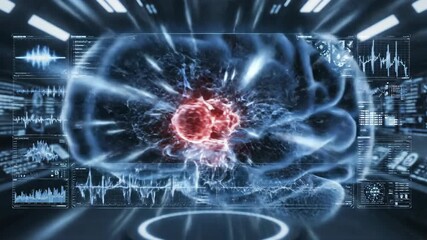 AI system analyzing brain scans on futuristic interface - Powered by Adobe