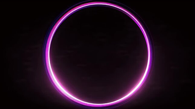 Glowing Geometric Soundwave Ring on Minimal Black Background