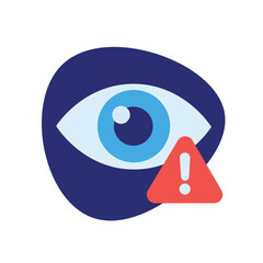 Eye icon with warning sign for privacy and cyber security vector illustration
