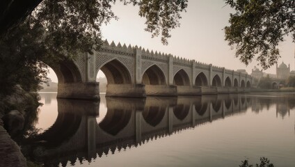 Picturesque Seventeen-Arch Bridge in Beijings Summer Palace Reflecting in Kunming Lake.