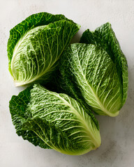 Fresh cabbage leaves healthy food concept