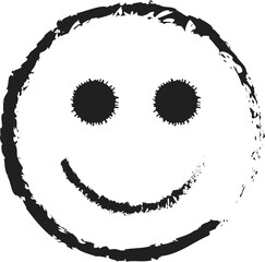 Happy face emoji in ink style. Happy face PNG. Face emoji PNG. Face vector illustration. Happy face transparent PNG. Happy face line drawing.