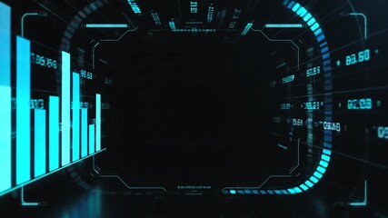Futuristic Hologram Data Charts with Copy Space and Running Numbers - Powered by Adobe
