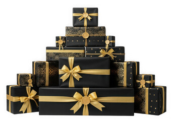 Stack of gift boxes isolated on transparent background