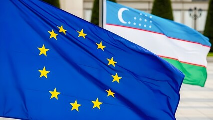 European Union and Uzbekistan Flags: Diplomatic Cooperation