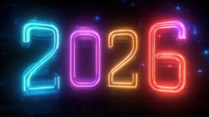 Neon Background with Numbers 2026