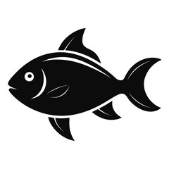Obraz premium A simple black fish silhouette icon representing aquatic life and design elements