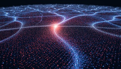 Futuristic data network glowing with abstract particle energy