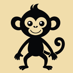 Obraz premium A simple black silhouette of a playful monkey icon design for wildlife