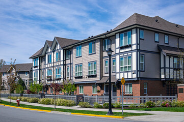 Modern apartment buildings in Richmond, British Columbia, Canada.