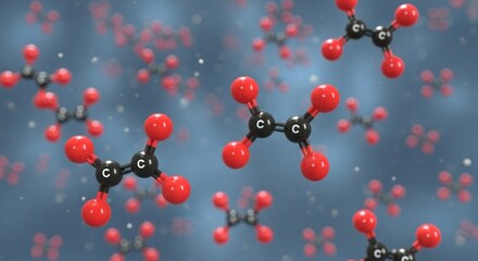 Molecular structures of water molecules in a blue background.