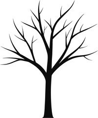 Obraz premium bare tree silhouette minimal icon on transparent background