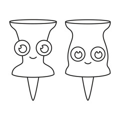 outline pushpins characters isolated, flat style