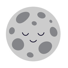 cute cartoon moon isolated, flat style
