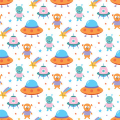 pattern with aliens, flat style