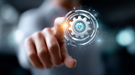 RPA robotic process automation system, big data business concept, virtual screen interface, technology visualization, automation platform , with copy space