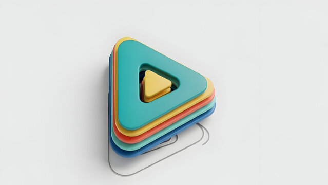 Colorful play button on white background. - Powered by Adobe