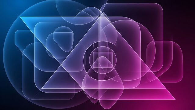 A vibrant abstract geometric design with overlapping shapes and colors - Powered by Adobe